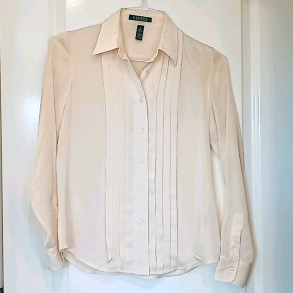 Ralph Lauren cream colored, slightly sheer blouse